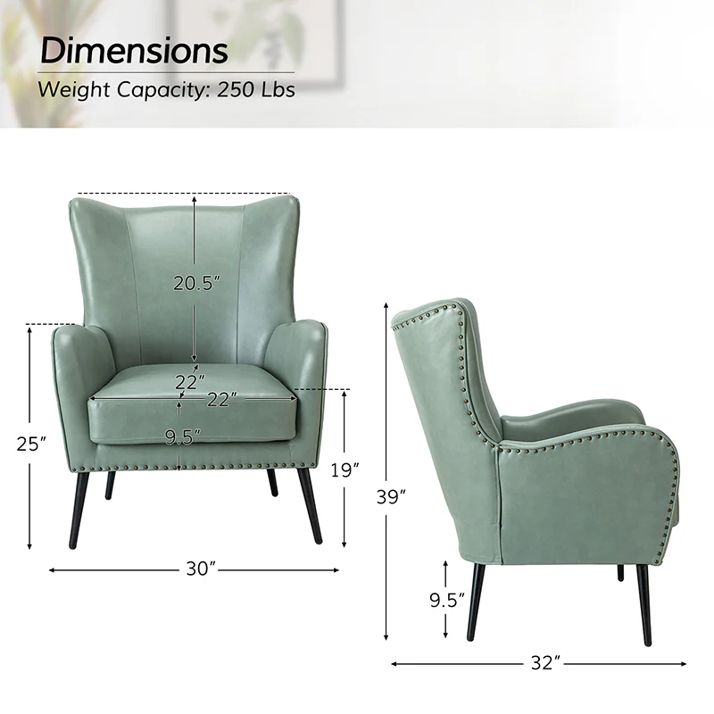 Shepherd Wingback Vegan Leather Armchair(Optional Types) - Image 59