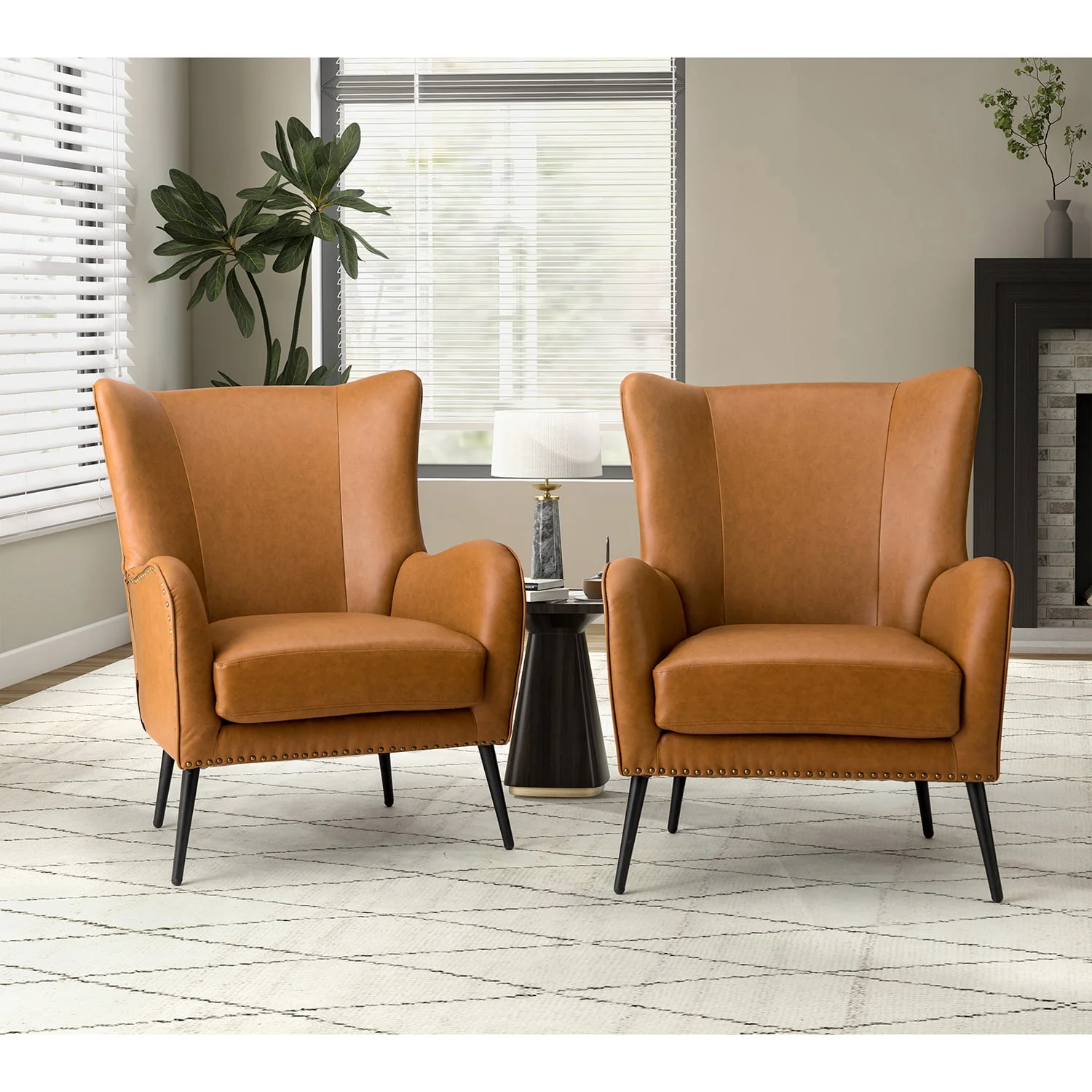 Shepherd Wingback Vegan Leather Armchair(Optional Types) - Image 65