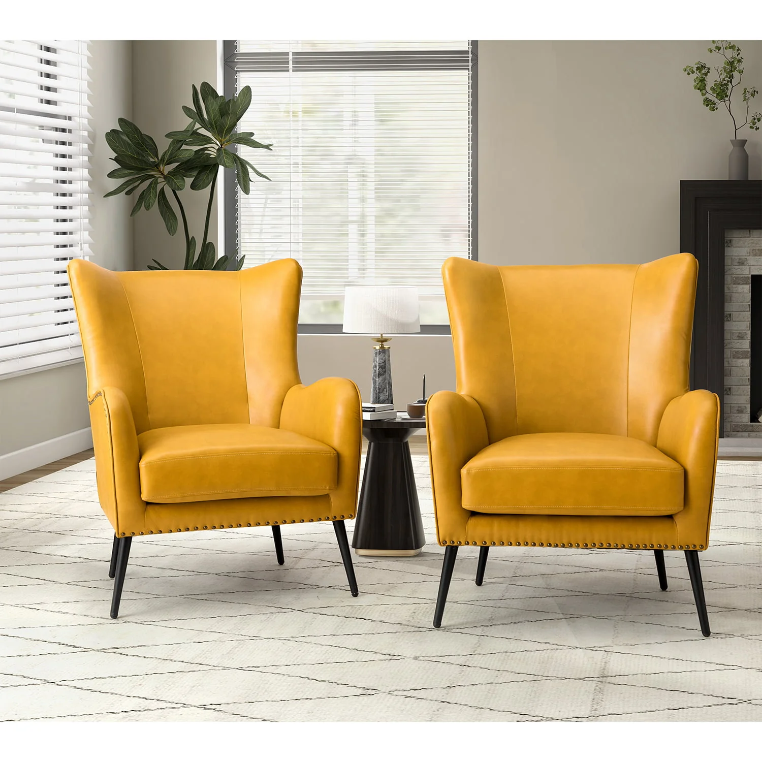 Shepherd Wingback Vegan Leather Armchair(Optional Types) - Image 75