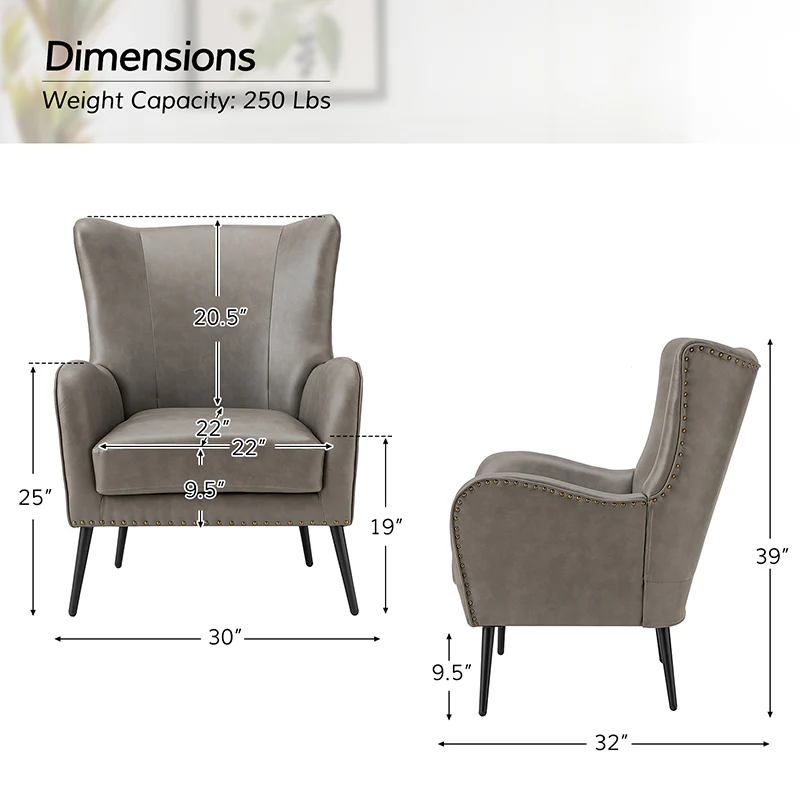 Shepherd Wingback Vegan Leather Armchair(Optional Types) - Image 86
