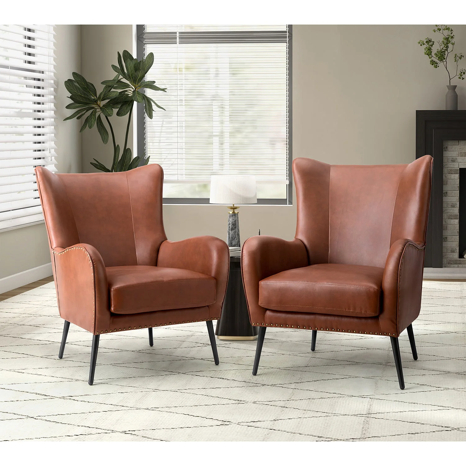 Shepherd Wingback Vegan Leather Armchair(Optional Types) - Image 90