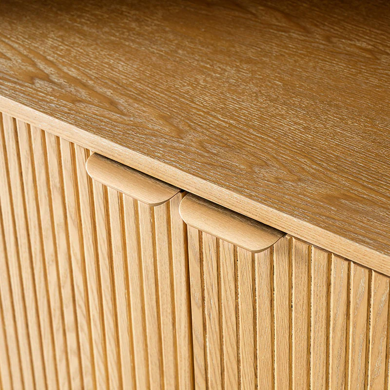 Silvia Modern Wood Veneer Bookcase with LED Lighting & Gold Accents - Image 8