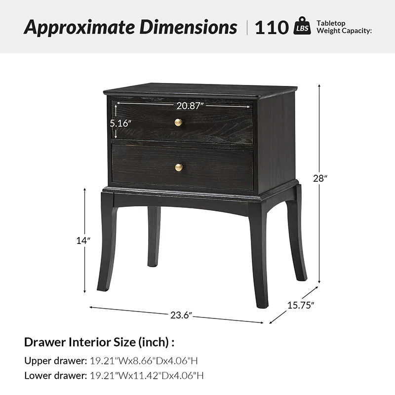 Dominique 28" Tall Solid Wood End Table with Hidden Outlet - Image 19