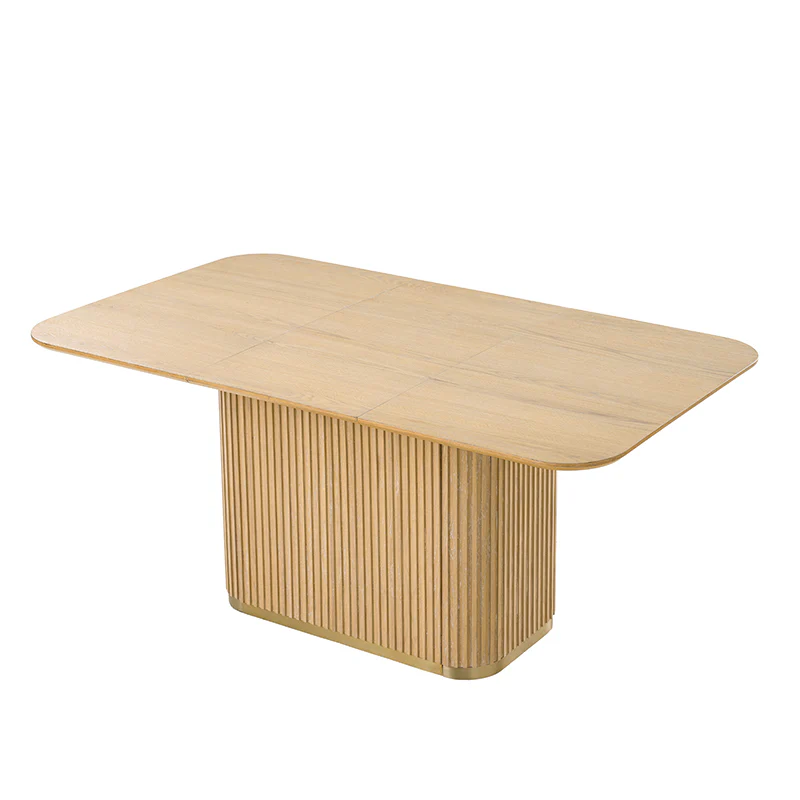 Sonia Modern Extendable Dining Table with Hidden Leaf & Grille Metal Base - Image 12