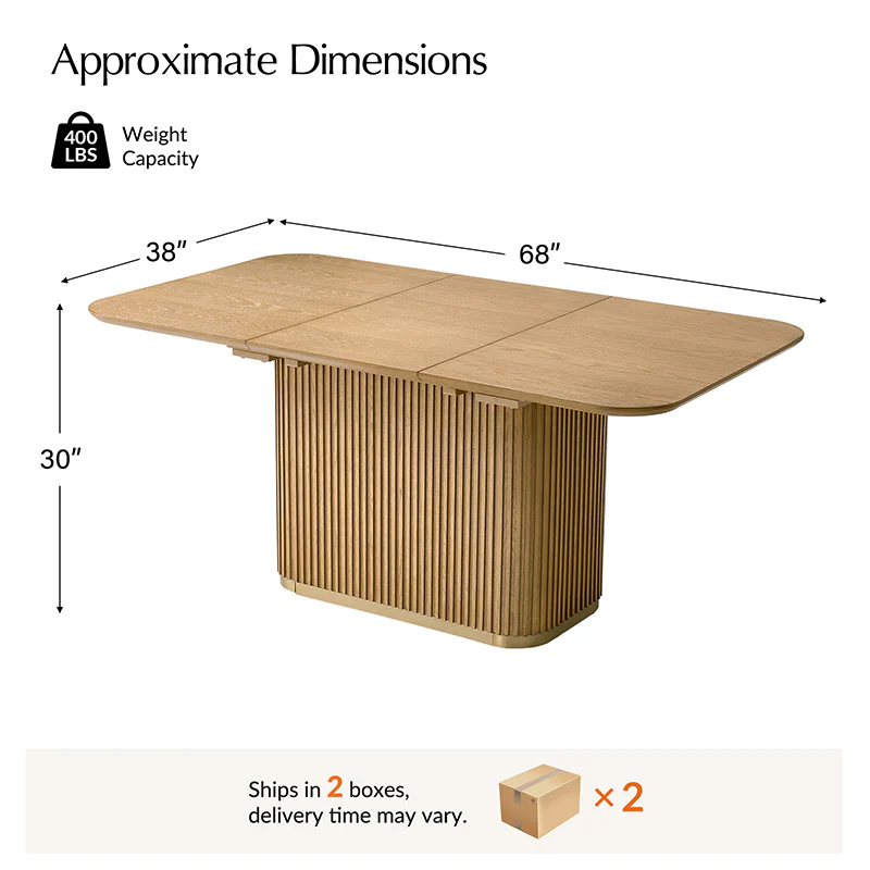 Sonia Modern Extendable Dining Table with Hidden Leaf & Grille Metal Base - Image 3