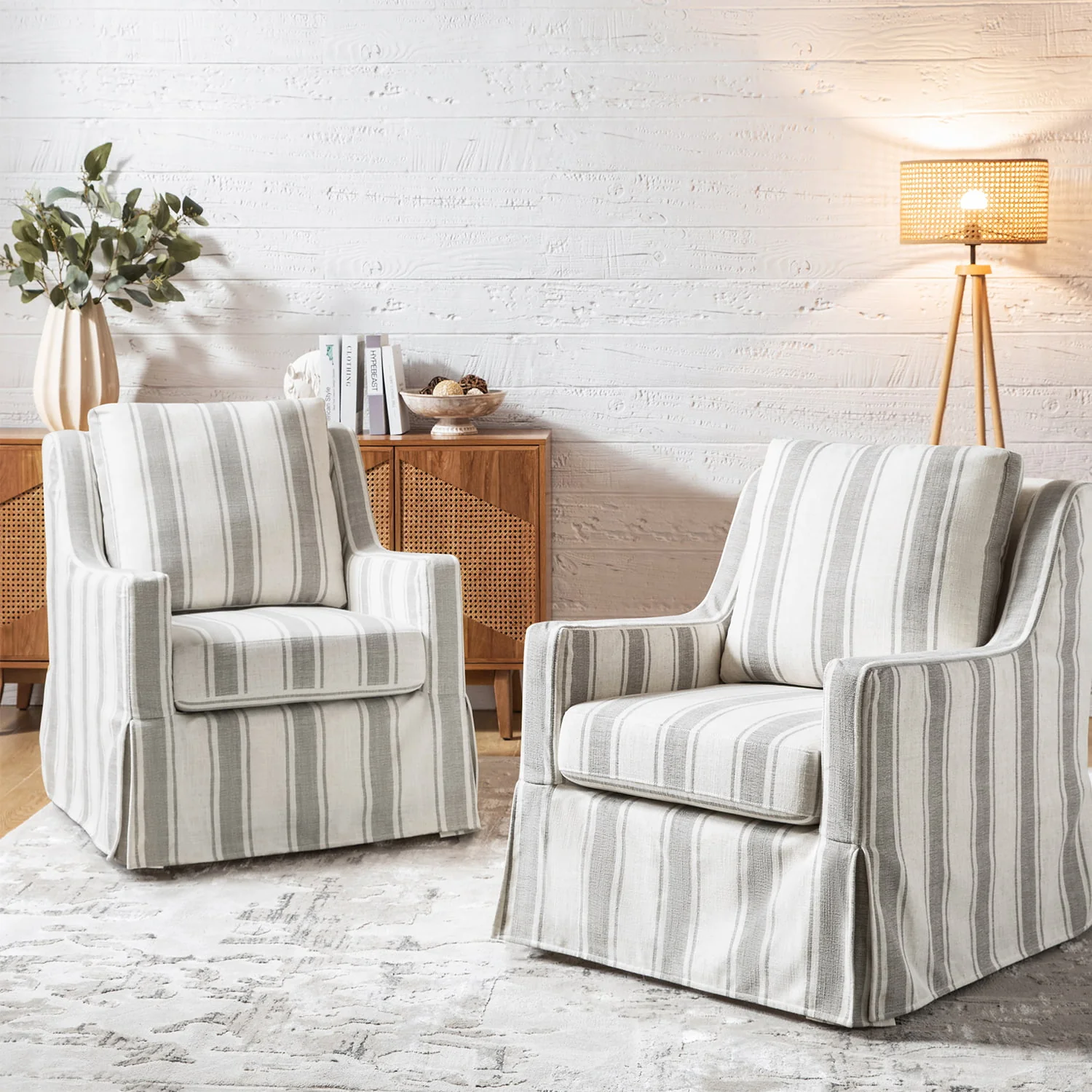 Stanley Glider Slipcovered Swivel Chair with Slope Arm(Optional Types) - Image 37