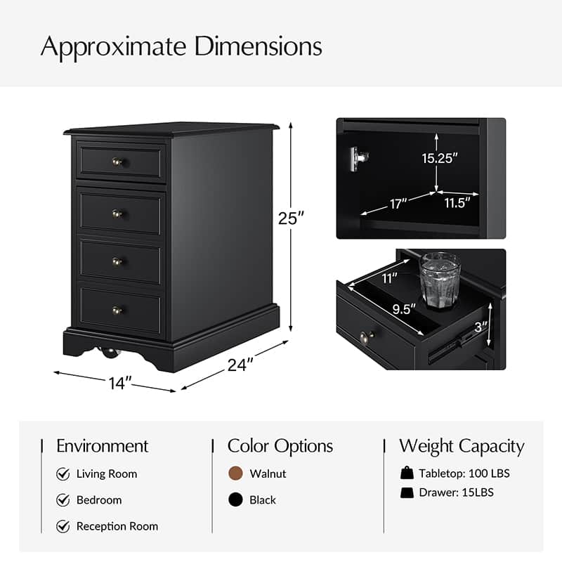 Roque Storage End Table with Hooded Wheels & Built-In Outlets(Optional Types) - Image 12