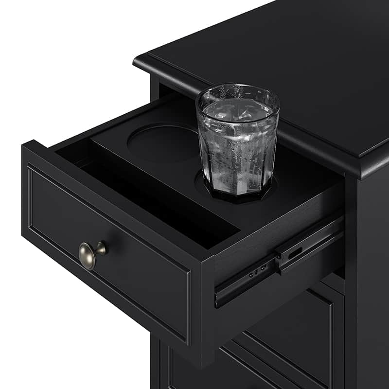 Roque Storage End Table with Hooded Wheels & Built-In Outlets(Optional Types) - Image 16