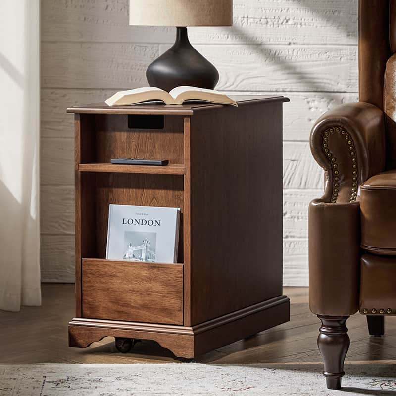 Roque Storage End Table with Hooded Wheels & Built-In Outlets(Optional Types) - Image 4