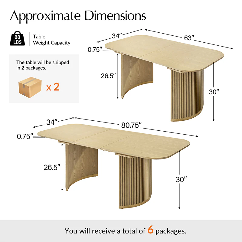 Tomas 8-Piece Modern Extendable Dining Set with Storage Buffet & Swivel Chairs - Image 3