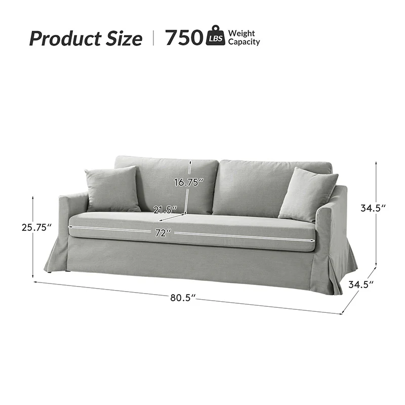 Torsten 80.5" Sofa with Removable Machine Washable Covers - Image 11