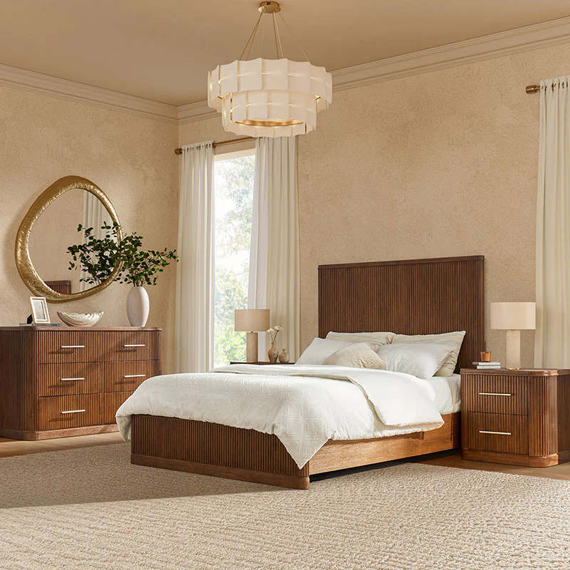 Verral 4-Piece Modern Fluted Solid Wood Bedroom Bundle with Oak Texture - Image 14