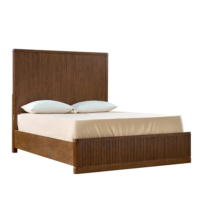 Verral Modern Solid Wood Fluted Bed with Oak Texture - Image 28