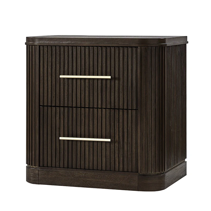 Verral Modern Solid Wood Fluted Nightstand with USB & Oak Texture - Image 32