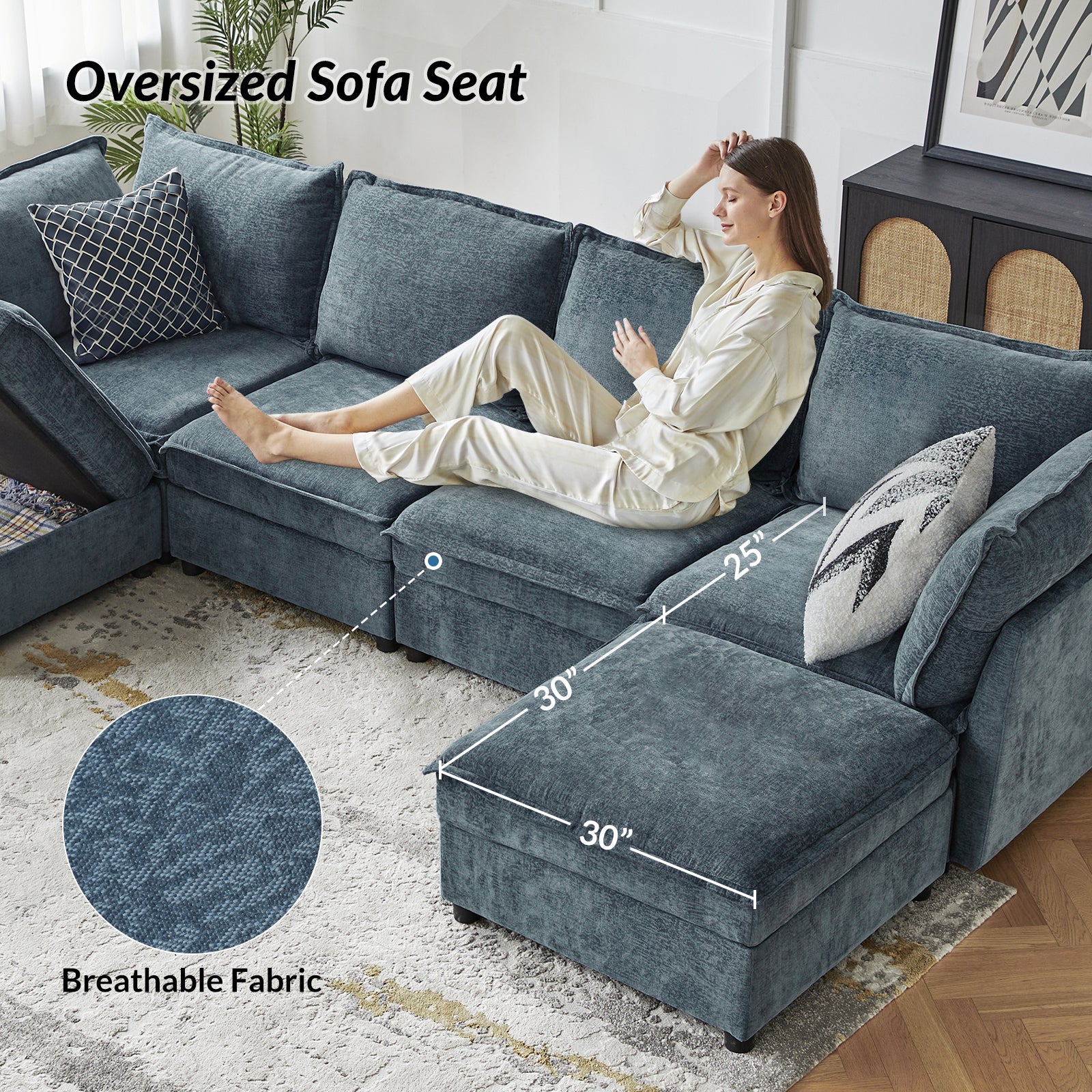 Harmetrix 8-Seater Soft Sectional Couch with Storage - Image 15