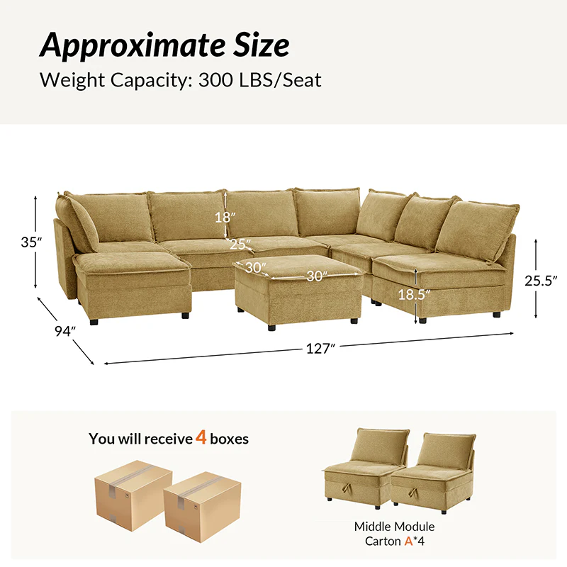 Harmetrix Oversized Soft Sectional Couch with Storage - Image 108