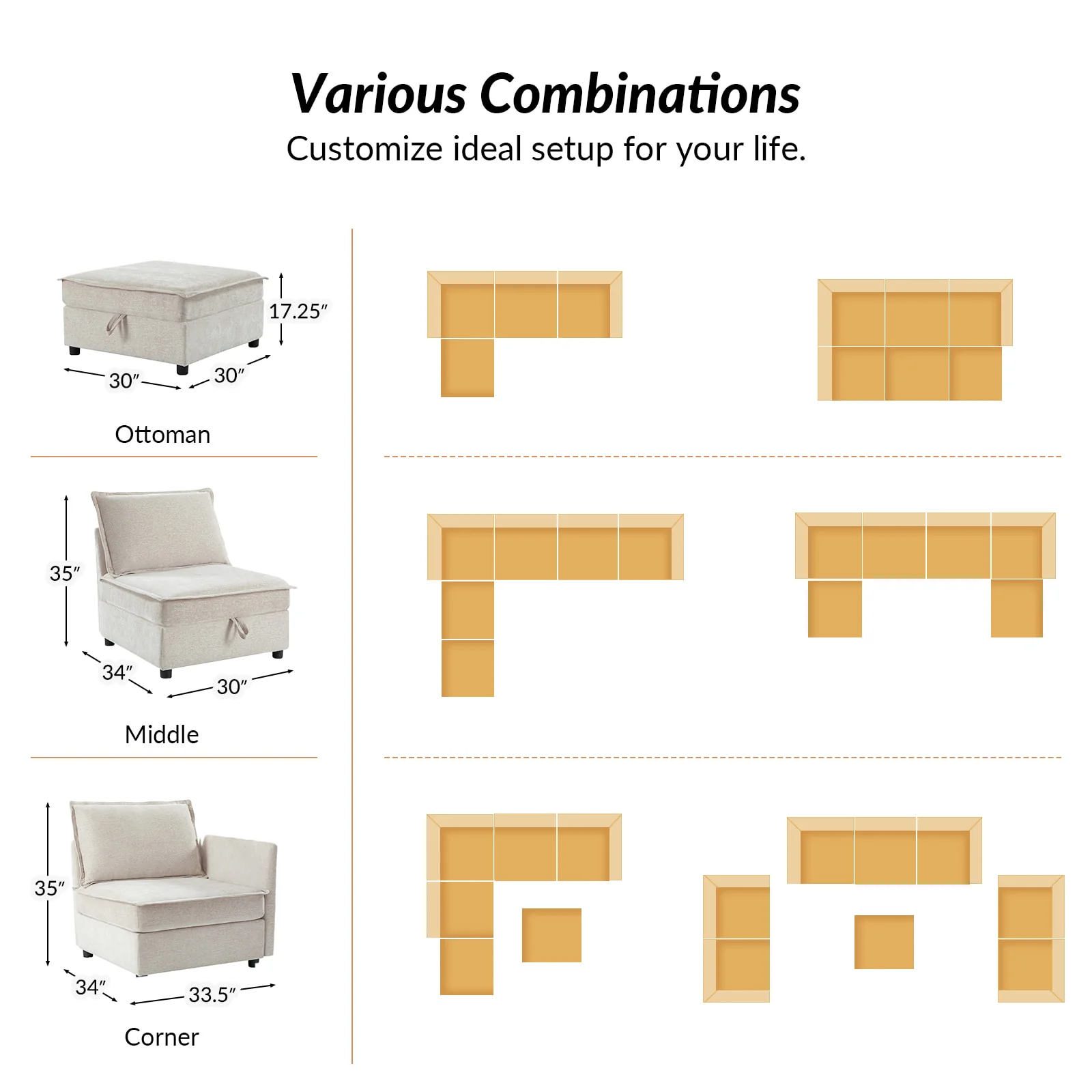 Harmetrix Oversized Soft Sectional Couch with Storage - Image 11