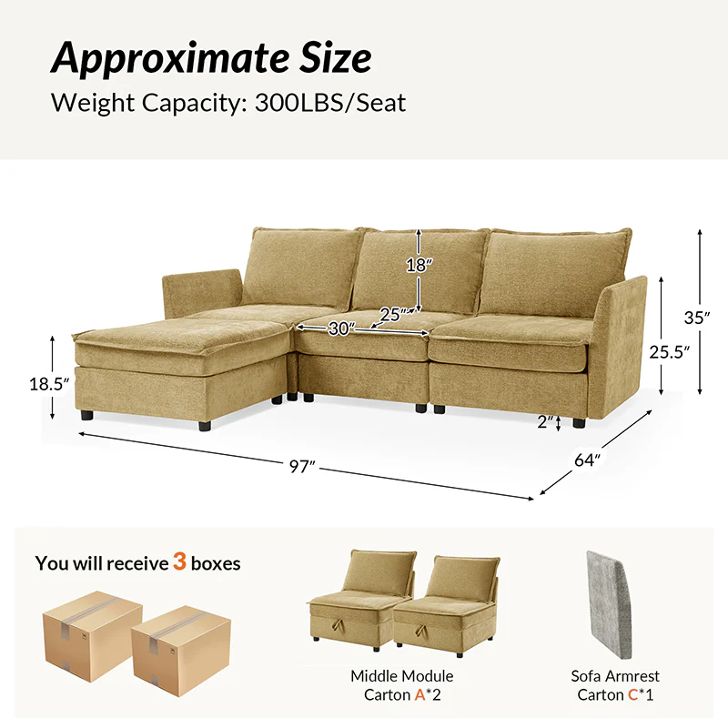 Harmetrix Oversized Soft Sectional Couch with Storage - Image 118