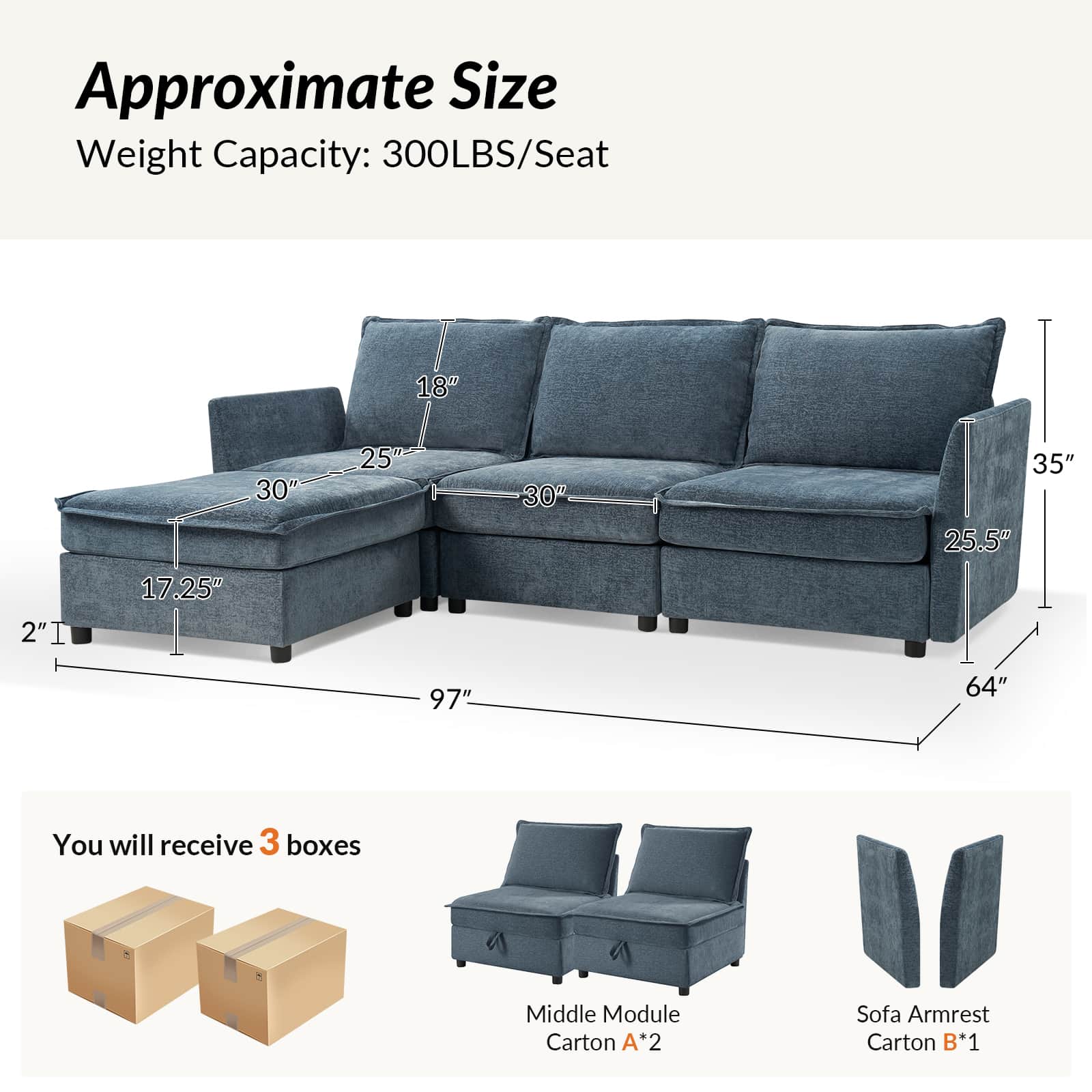 Harmetrix Oversized Soft Sectional Couch with Storage - Image 36