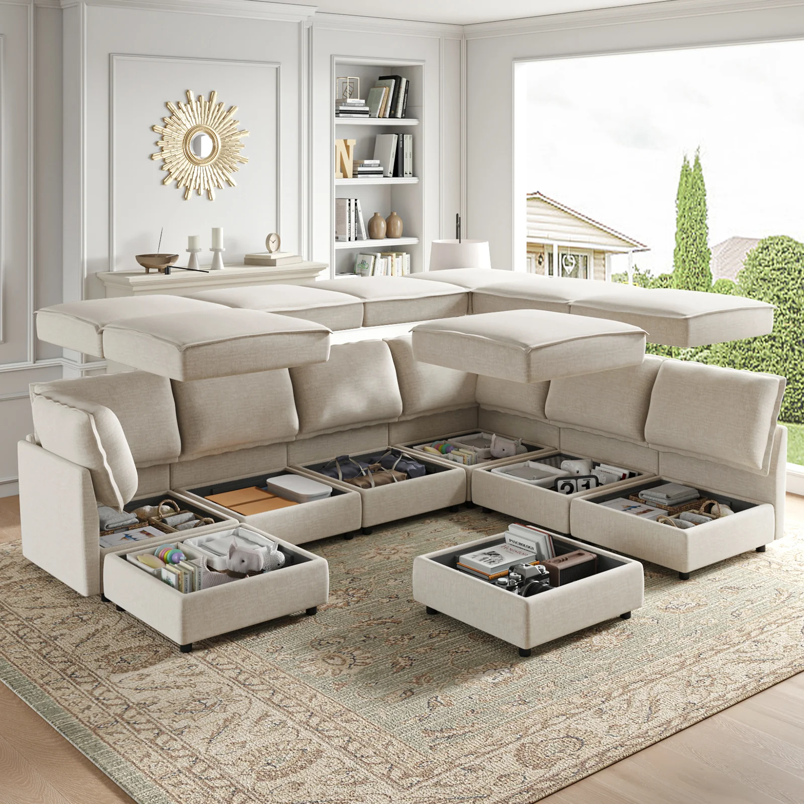 Harmetrix Oversized Soft Sectional Couch with Storage - Image 8