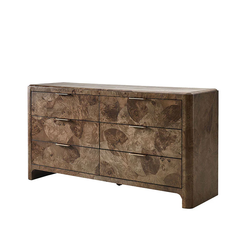 Virel Modern Marquetry 6-Drawer Dresser - Image 5