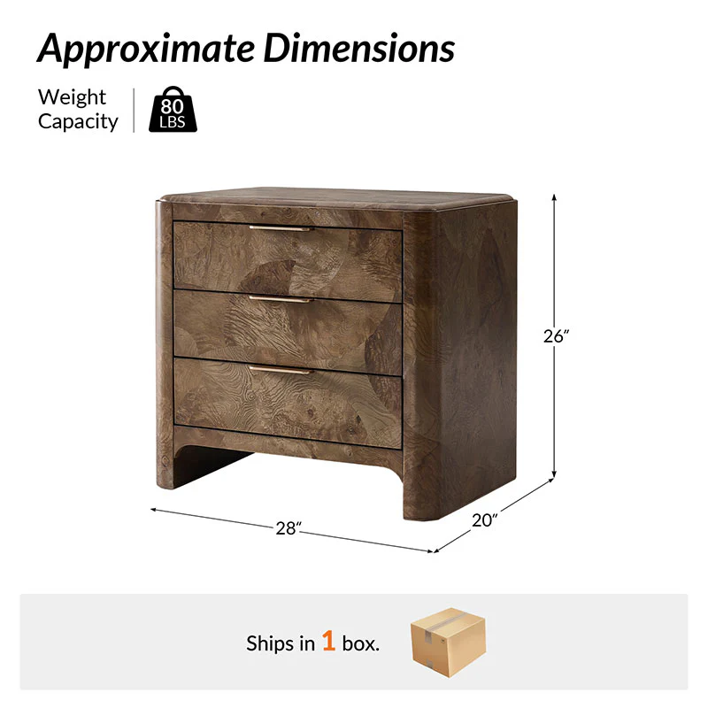 Virel Modern Marquetry Nightstand - Image 3
