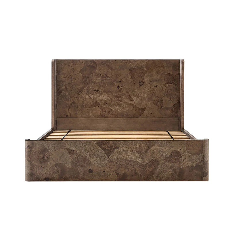 Virel Modern Marquetry Wingback Bed - Image 4