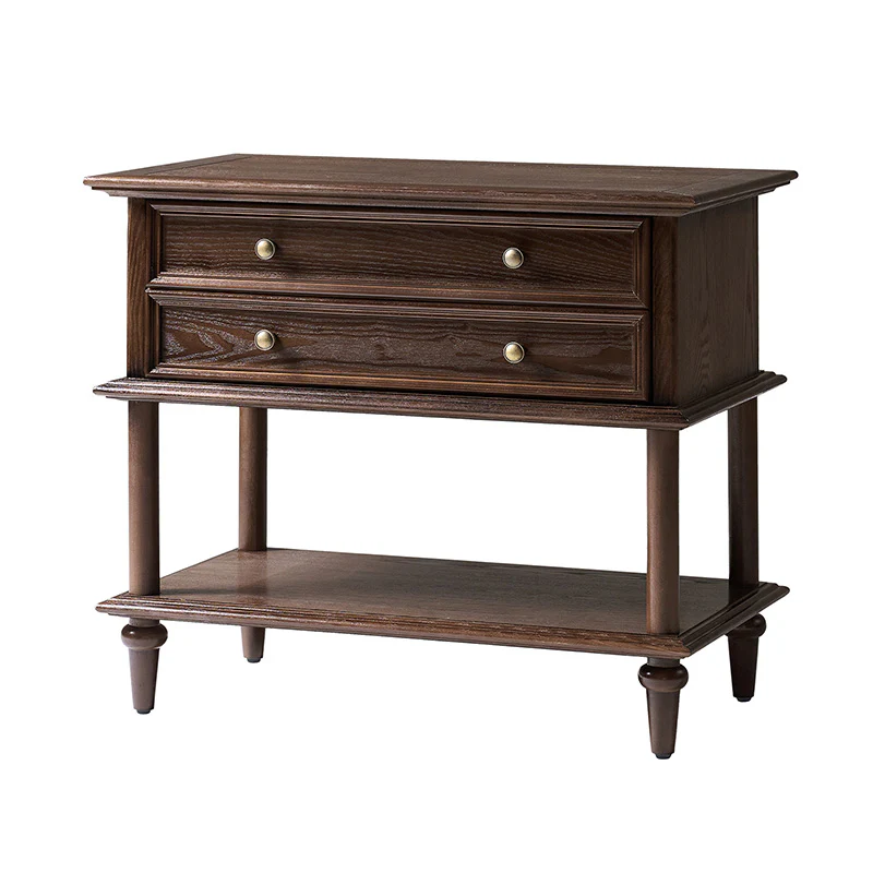 Multi-Functional Traditional Wood Nightstand with Open Shelf - Image 5