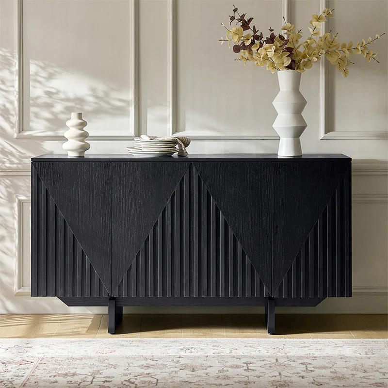 Dietreich Wooden Buffet Sideboard with Deep Embossed Texture - Image 10